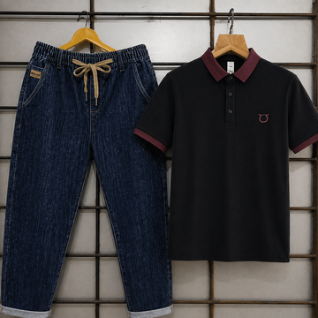 Noir Contrast Polo Co-Ord Set