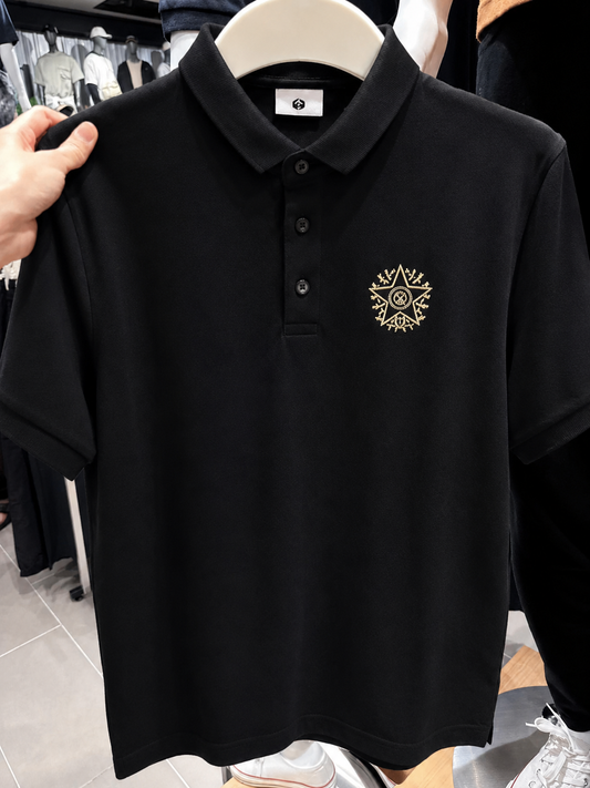 Noir Crest Emblem Polo T-Shirt