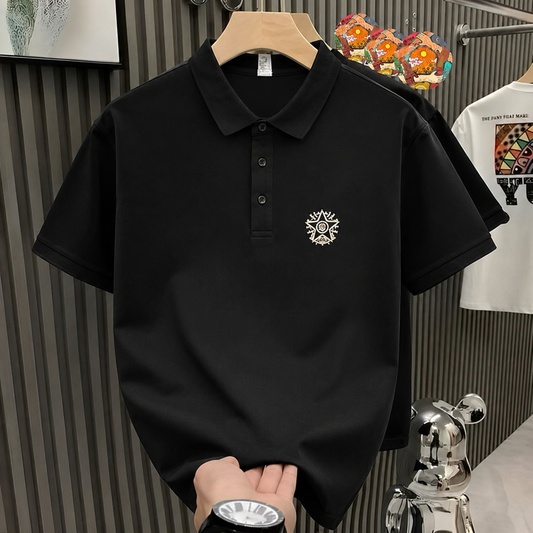 Noir Crest Emblem Polo T-Shirt