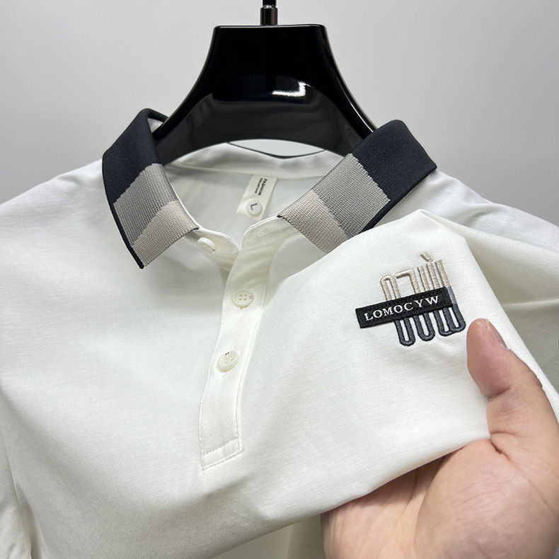 Noble Crest Band-Collar Polo T-Shirt